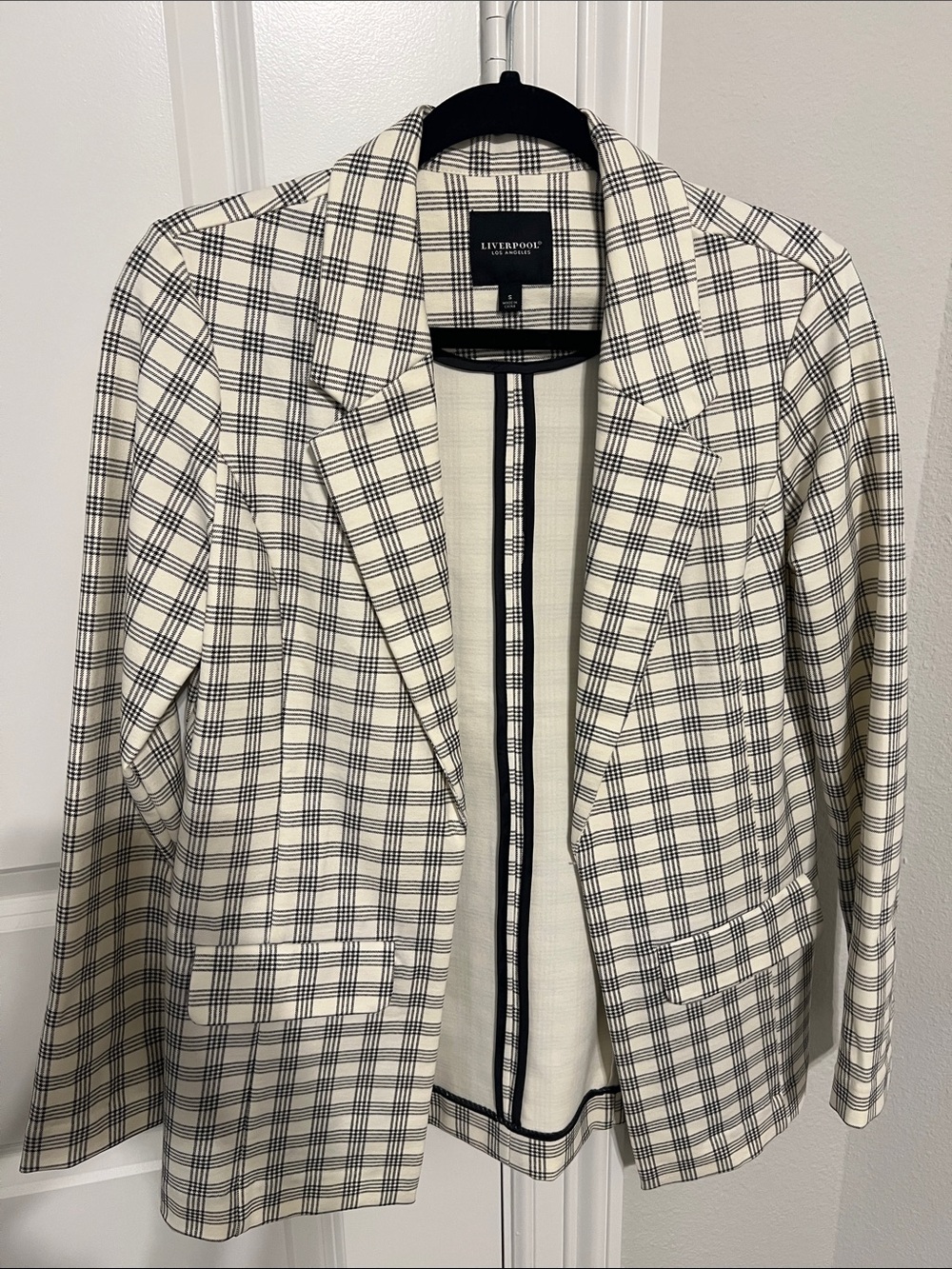Liverpool Cream and Black Plaid Two-Piece Suit - Picture 2 of 6